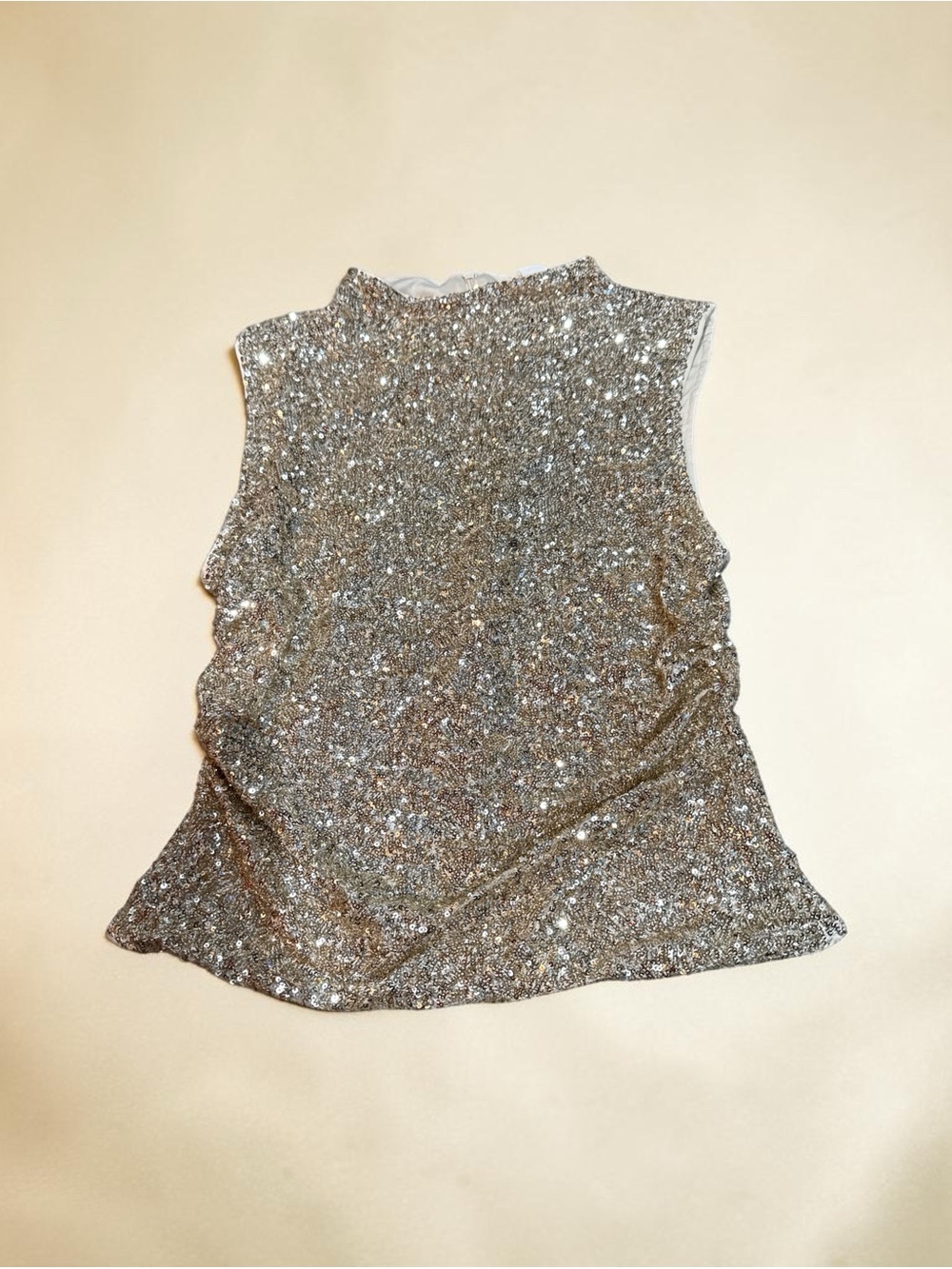 Gold Sequin Sleeveless Mock Neck Top NEW (M)